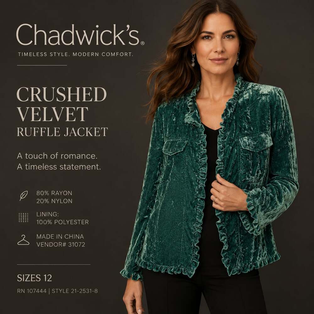 Chadwick's Crushed Velvet Ruffle Jacket vintage